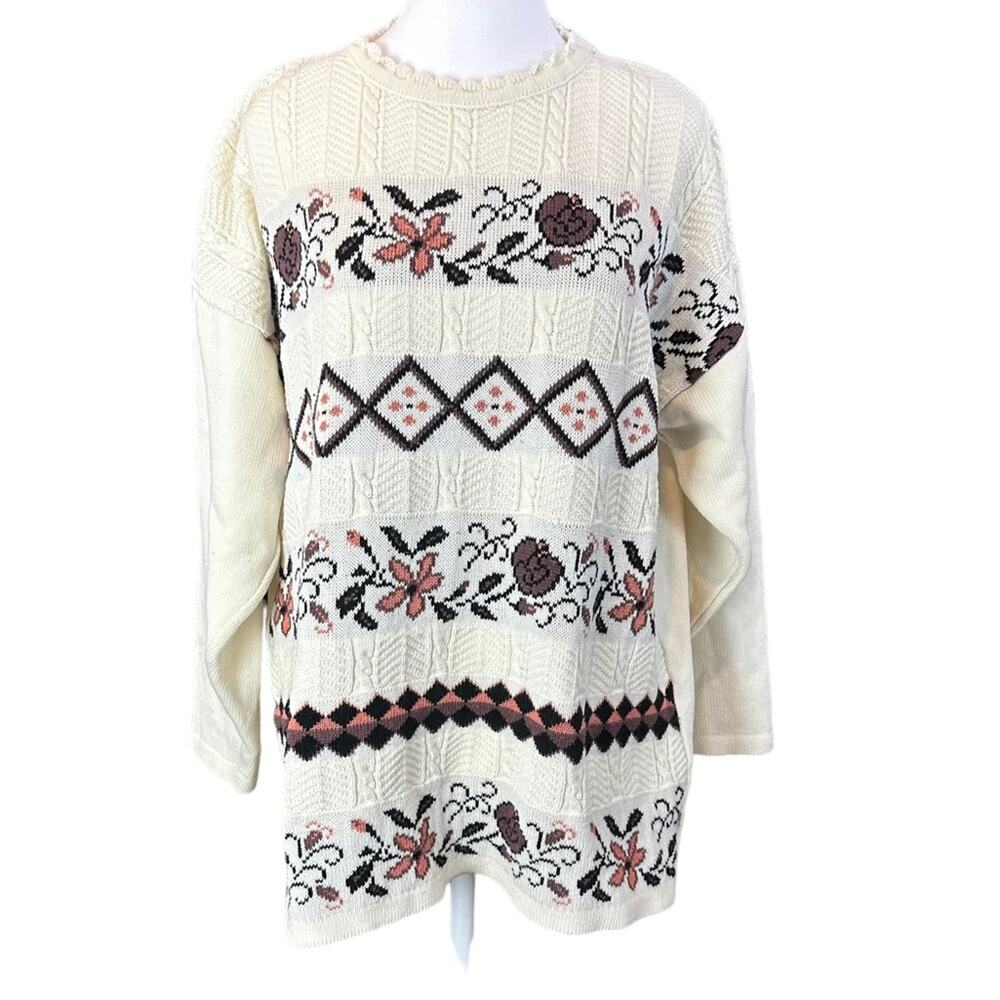 Vintage Saint Laurent Floral Sweater Acrylic Size Large